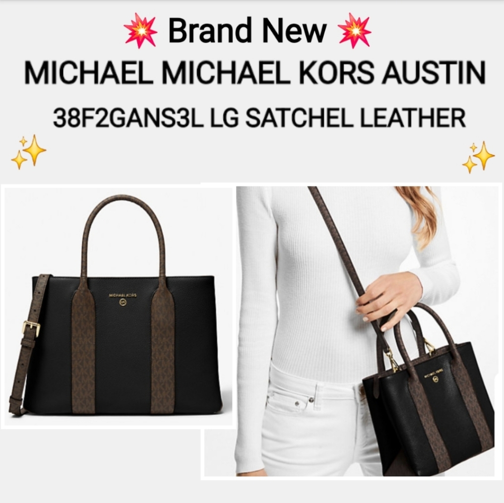 MICHAEL MICHAEL KORS AUSTIN 38F2GANS3L LG SATCHEL LEATHER